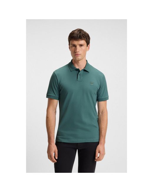 Boss Green Stretch-Cotton Slim-Fit Polo Shirt With Logo Patch for men