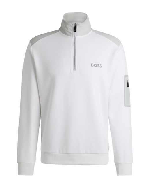 Boss Sweatshirt Van Een Katoenmix Met Ritskraag En 3d-logo in het White voor heren