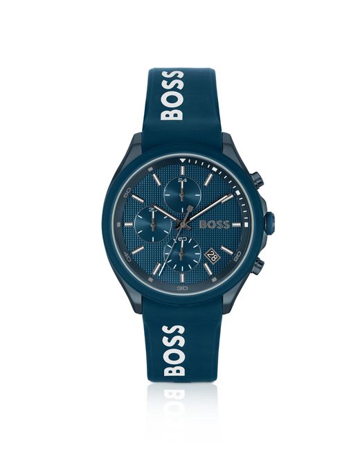 Boss Blue Velocity Chronograph Silicone Strap Watch for men