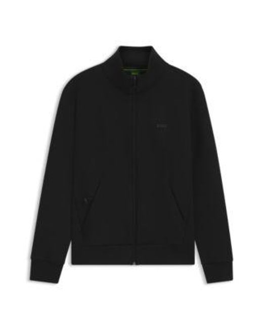 Sweat zippé en coton stretch à logo imprimé Boss pour homme en coloris Black