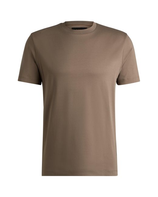 Boss Brown Regular-fit Crew-neck T-shirt In Mercerized Cotton for men