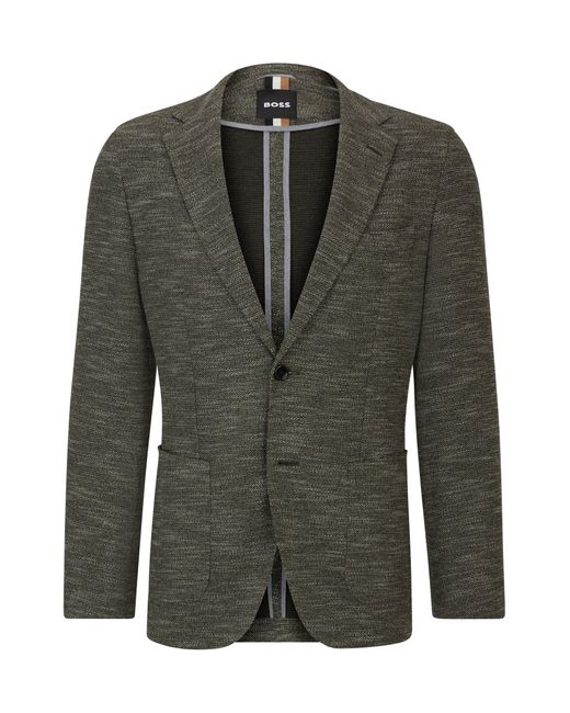 Boss Green Regular-fit Jacket In Micro-patterned Stretch Jersey for men