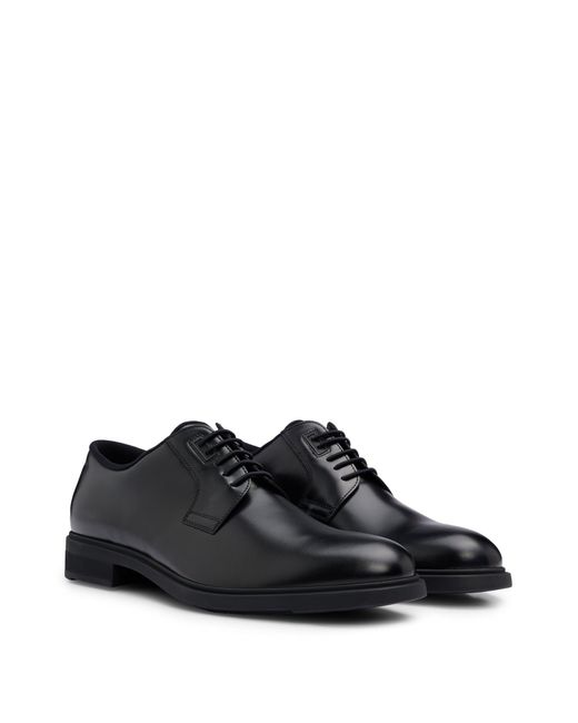Boss Black Italian-made Derby Shoes In Leather With Piping Details for men