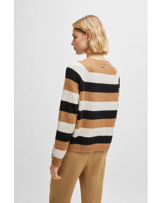 Boss Black Extra-slim-fit Sweater With Block Stripes