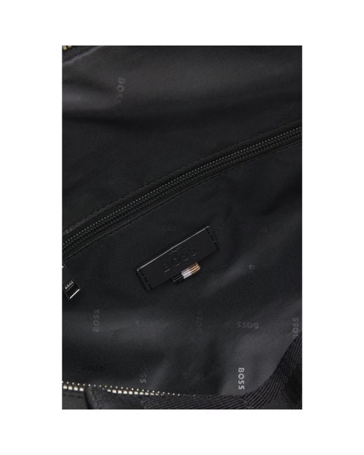Boss Black Holdall Bag With Metal Logo And Front Pocket for men