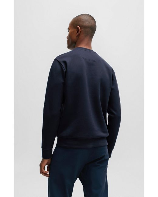 Boss Blue Cotton-blend Sweatshirt With Hd Logo Print for men