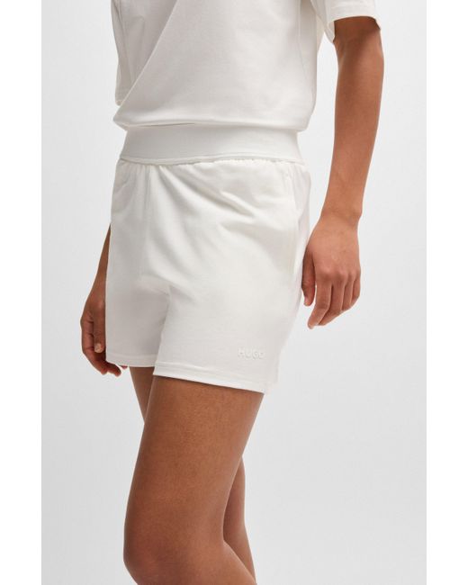 HUGO Relaxed-fit Shorts Met Siliconen Logoprint in het White