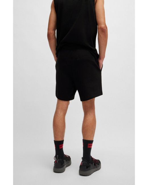 Short en molleton de coton avec logo de la nouvelle saison HUGO pour homme en coloris Black