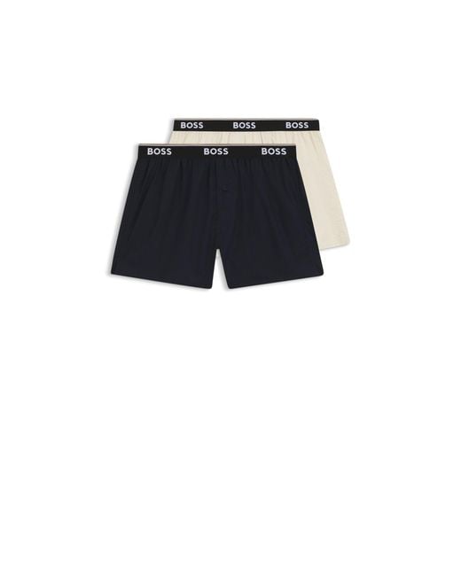 Boss Blue Logo-Waistband Pajama Bottoms for men