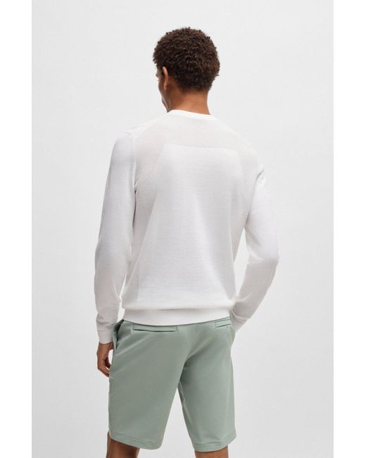 Boss Regular-Fit Pullover Aus Baumwoll-Mix Mit Logo-Print in White für Herren