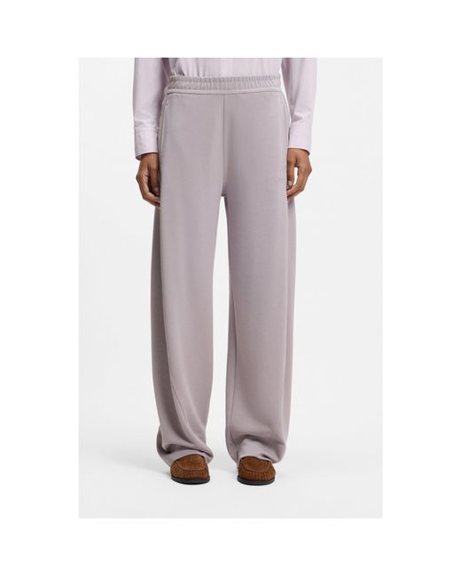 Boss Gray Balloon-Fit Tracksuit Bottoms With Logo Embroidery