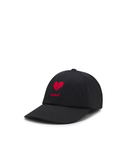 HUGO Black Stretch-Twill Cap With Embroidered Logo for men