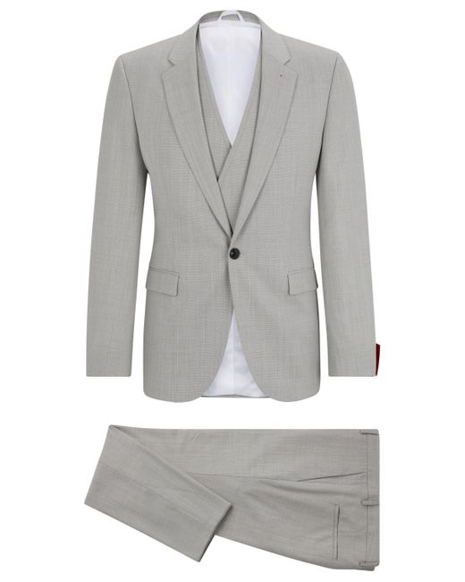 HUGO Gemusterter Extra Slim-Fit Anzug aus funktionalem Stretch-Gewebe in Gray für Herren
