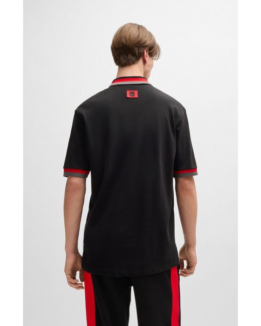HUGO X RB Relaxed-Fit Poloshirt mit charakteristischem Stier-Motiv in Black für Herren