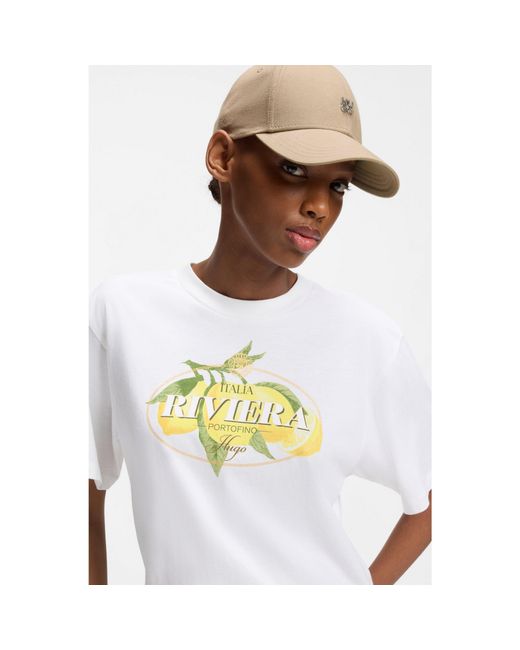 HUGO Natural Cotton-Twill Cap With Stacked-Logo Lettering