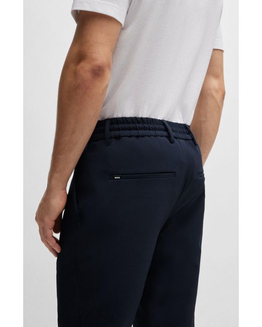 Boss Blue Slim-fit Trousers In Bi-stretch Fabric for men