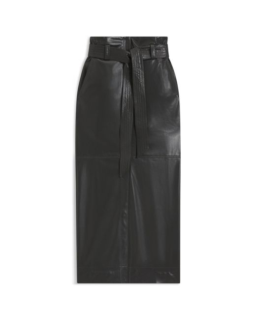 Boss Black Long-Length Faux-Leather Pencil Skirt With Tie Belt