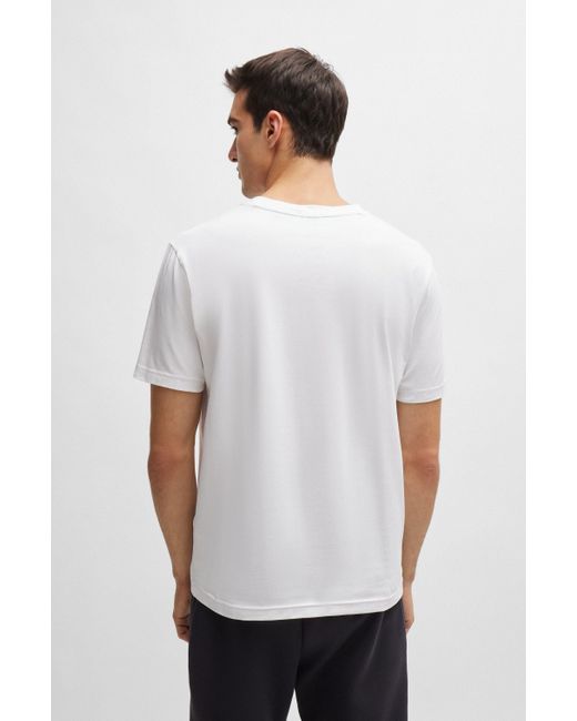 Boss Regular-fit T-shirt Van Stretchkatoen Met Nieuw Artwork in het White voor heren