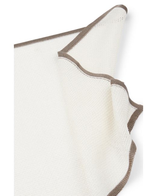 Boss Einstecktuch aus Seiden-Piqué mit kontrastfarbener Bordüre in White für Herren