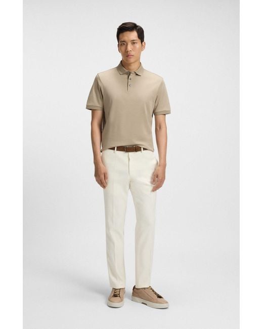 Boss Regular-Fit Poloshirt Aus Merzerisierter Baumwolle in Natural für Herren