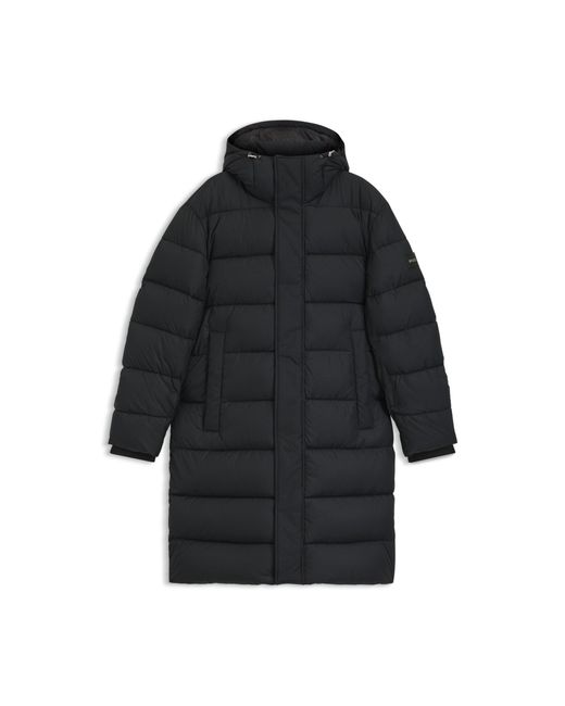 Boss Black Longline Water-Repellent Padded Jacket With Hood for men