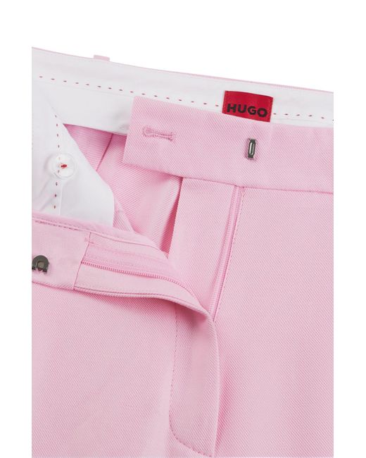 HUGO Pink Relaxed-fit Trousers With Double Front Pleats