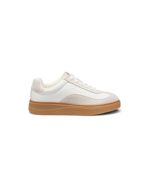 HUGO White Low-Top Trainers With Suede Trims
