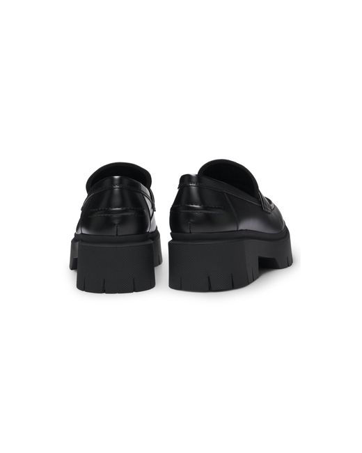 HUGO Black Stacked-Logo Loafers