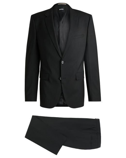 Boss Black Regular-fit Suit In A Melange Virgin-wool Blend for men