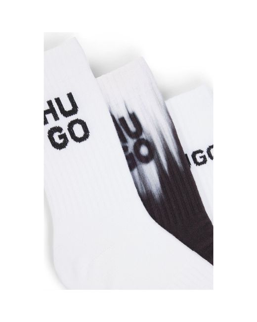 HUGO Black Three-Pack Of Short-Length Socks With Logo Details for men