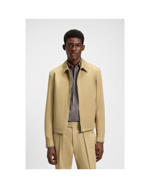 Boss Metallic Beckham X Cotton-Blend Jacket With Zipped Closure for men