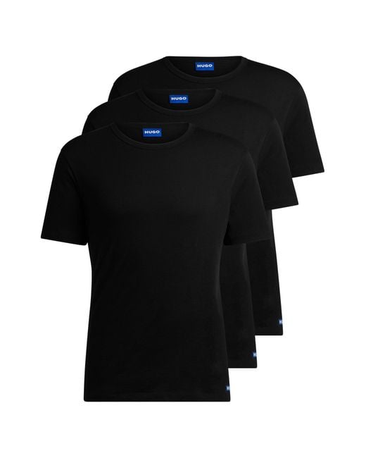 HUGO Black Three-pack Of Cotton-jersey T-shirts With Logo Details for men