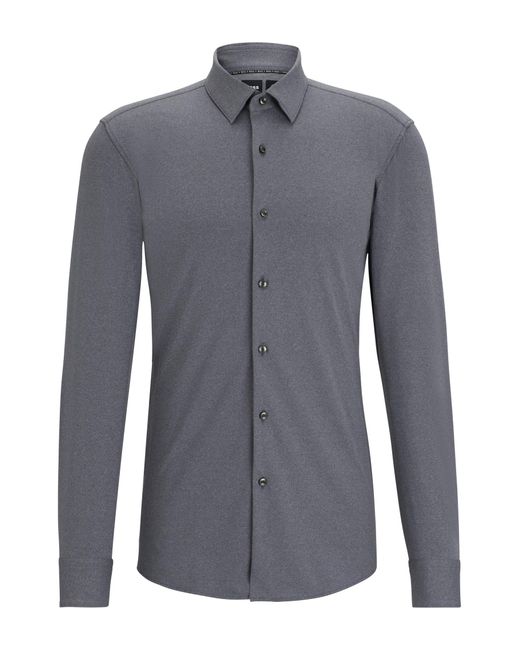 Boss Blue Slim-fit Shirt In Performance-stretch Fabric for men