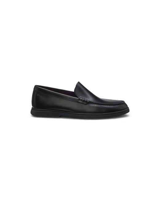 Boss Black Leather Moccasins With Emed Logo for men