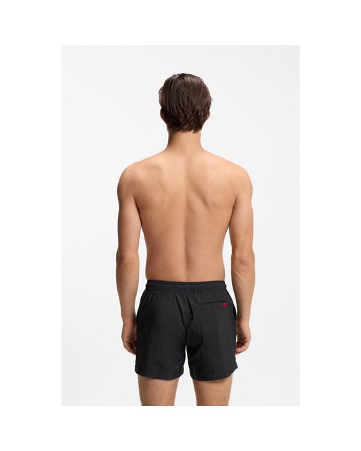 HUGO Black Quick-Drying Swim Shorts With Logo Label for men