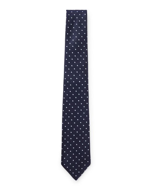 Boss Blue Silk-jacquard Tie With Dot Motif for men