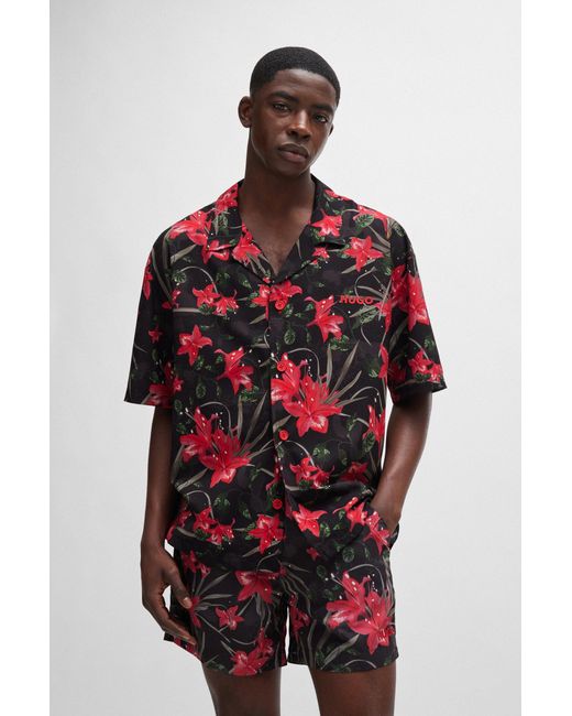 HUGO Red Relaxed-fit Short-sleeved Shirt In Printed Fabric for men