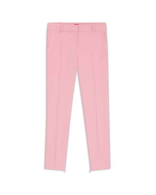 HUGO Pink Slim-Fit Trousers With Zip Hems