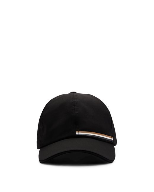 Boss Black Water-repellent Cap With Signature Stripe And Logo for men