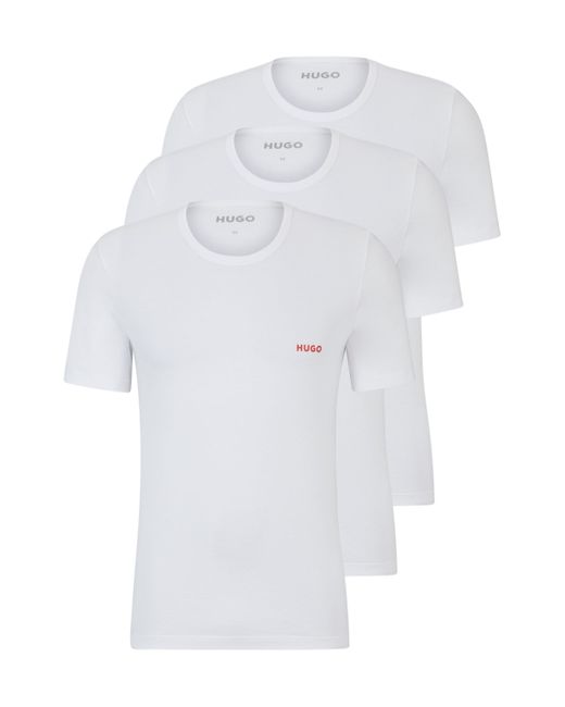 Lot de trois t-shirts en coton à logos HUGO pour homme en coloris White