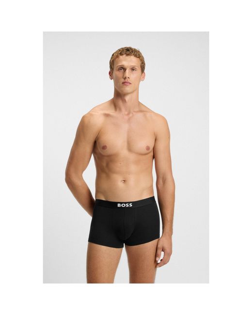 Boss Black Three-Pack Of Stretch-Cotton Trunks With Logo Waistbands for men