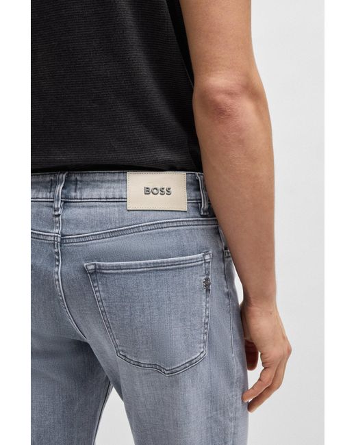 Boss Regular-Fit Maine-Jeans Van Grijs Italiaans Denim in het Blue voor heren
