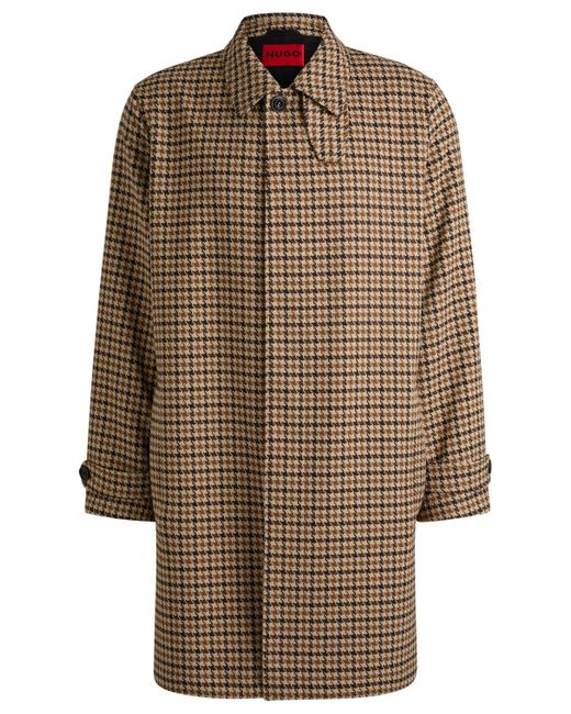 HUGO Regular-Fit Mantel mit Hahnentritt-Muster und verdecktem Verschluss in Brown für Herren