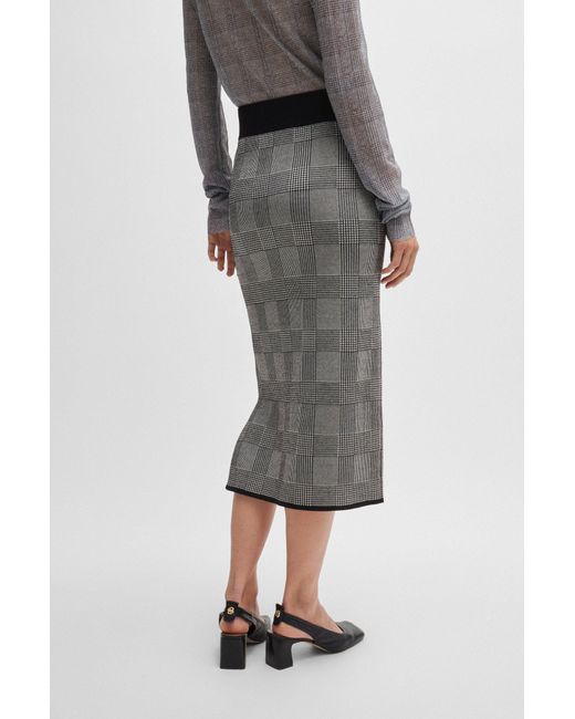 Boss Gray Pencil Skirt In Knitted Jacquard