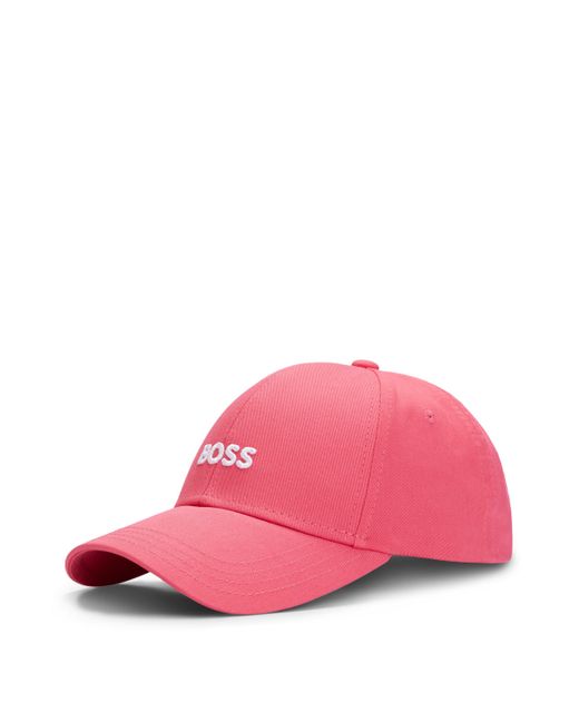 Boss Pink Cotton-twill Six-panel Cap With Embroidered Logo for men