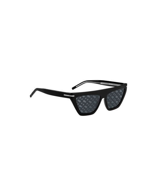 Boss Black Acetate Sunglasses With Monogram-Patterned Lenses