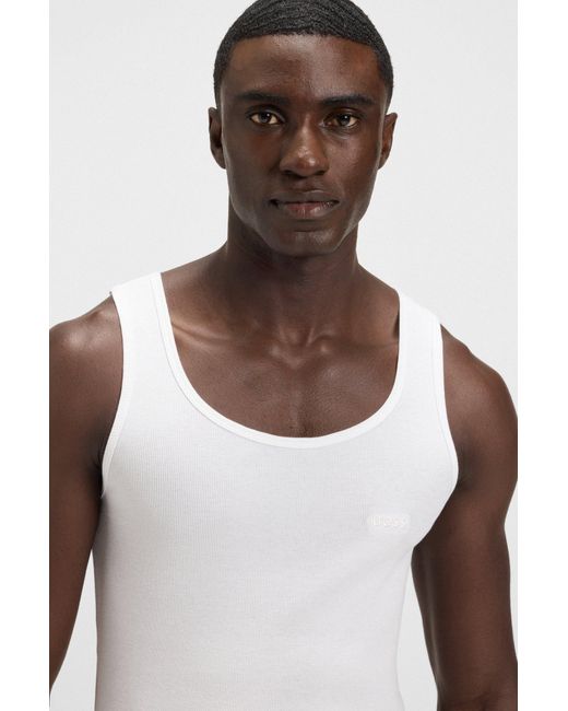 Boss Set Van Drie Katoenen Onderhemden Met Logostiksels in het White voor heren