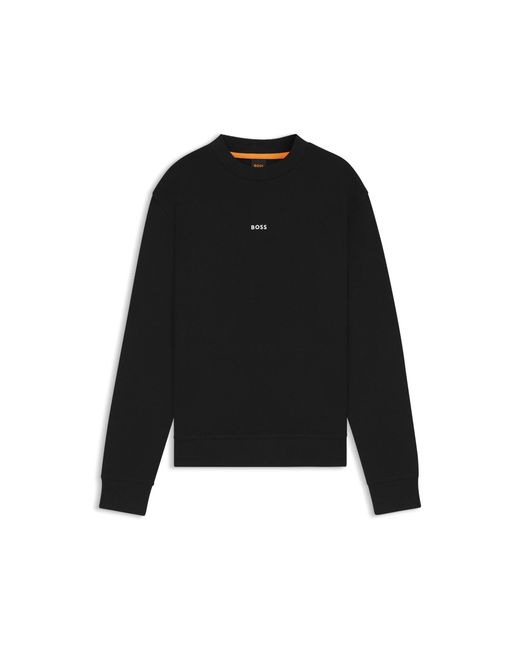 Boss Black Cotton-Terry Sweatshirt With Logo Print for men