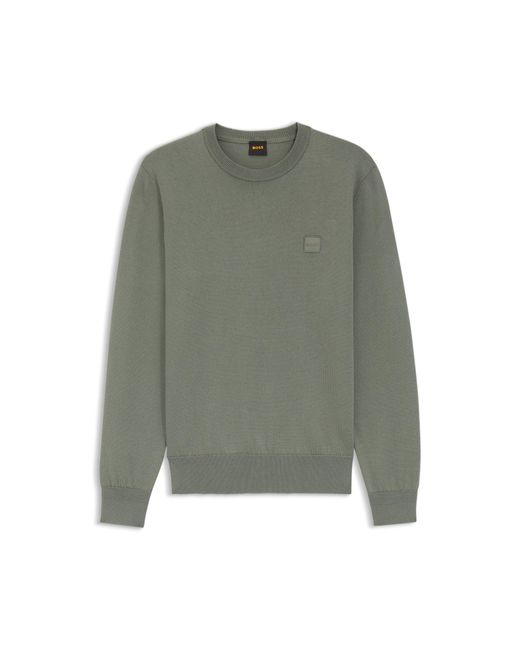Boss Gray Sweater With Logo Patch for men