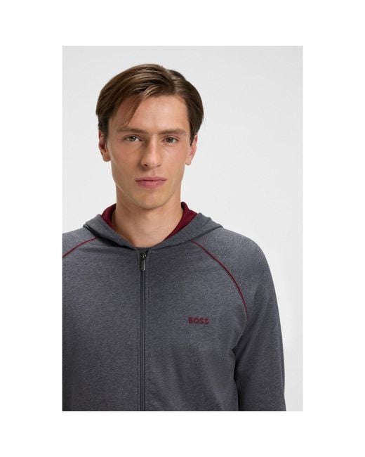 Boss Gray Zip-Up Hoodie for men
